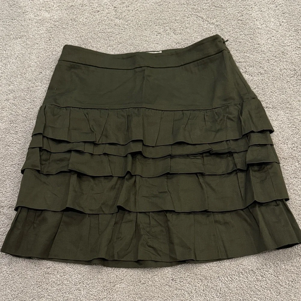 Olive Green Tiered Skirt - Picture 1 of 6